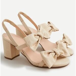 J. Crew Lucie Bow Slingback in Natural Twill 8.5 NEW No Box